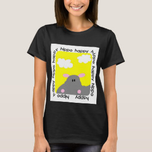 För småbarnRaglan för flodhäst lycklig T-tröja T Shirt