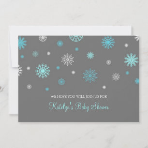 För snöjul för blått grå baby shower för inbjudningar