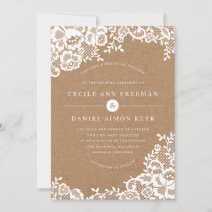 För snörebröllop för land lantlig inbjudan