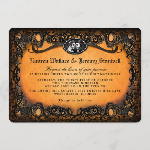 För snöreHalloween för orange svart elegant Inbjudningar