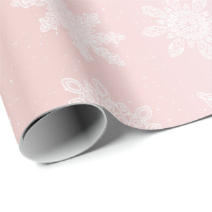 För Snowflakejul för elegant rosa guld- mönster Presentpapper