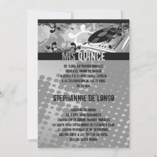 för snurrandeTurntable för 5x7 grå DJ Quinceanera Inbjudningar