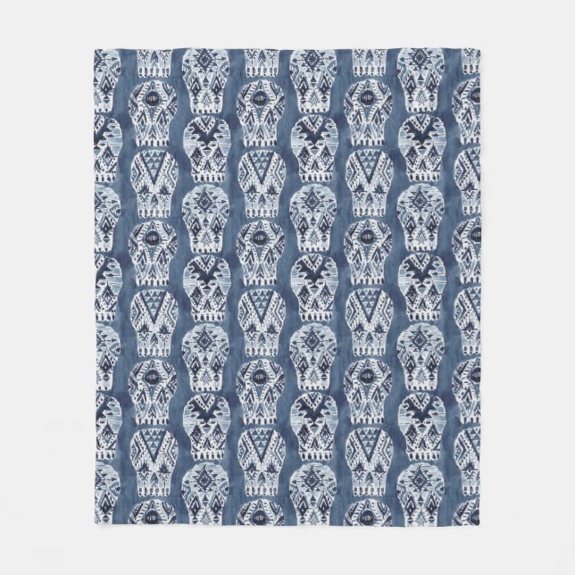 För sockerskalle för AZTEC MUERTOS stam- mönster Fleecefilt (Framsidan)