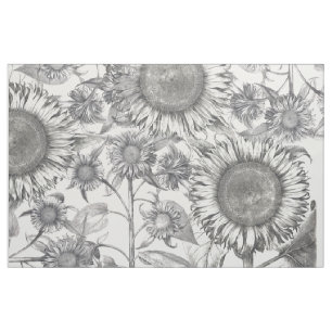 För solrosblommor för vintage botaniskt tyg