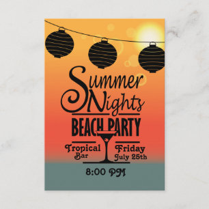 För sommar för strandparty på nätterna design för inbjudningar
