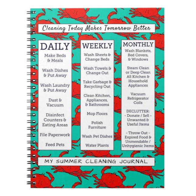 För sommarstil för kust- krabbor rolig journal för anteckningsbok (Framsidan)