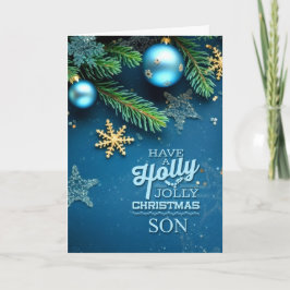 för Son Blue Holly Jolly julgranskula Helgkort
