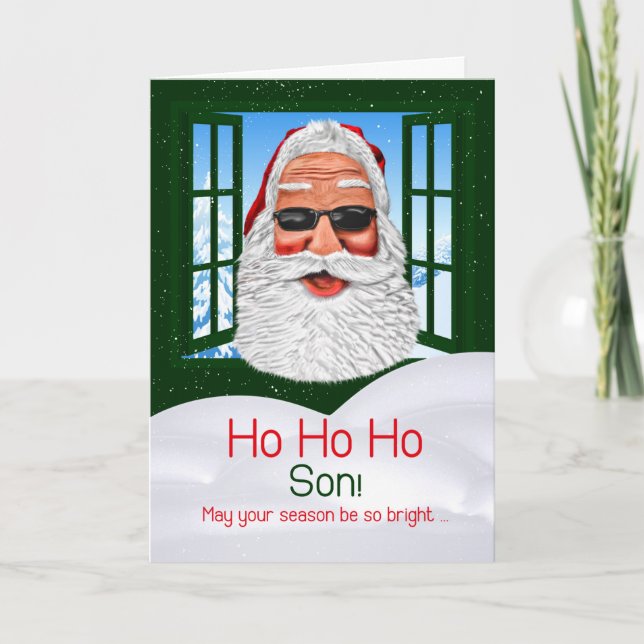 För Son Coola Santa Hipster jul Helgkort (Framsida)