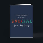 För son in law Speciell Birday Card Kort<br><div class="desc">Contemporary speciell son i födelsedagskort. Perfekt för en man. Utformning av exklusiven till Gröntens varumärke Elephant Cards.</div>