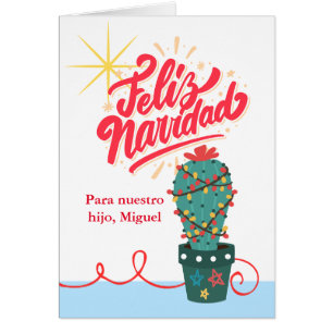 För Son jul Cactus Spain Feliz Navidad Hälsningskort