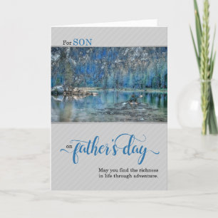 för Son Nature Theme Kayak Fars dag Card Helgkort
