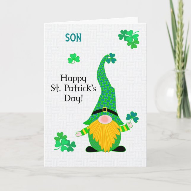 För Son Patrick Roligt Leprechaun Card Kort (Framsida)