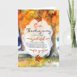 för Son Thanksgiving - höstfärg - tacksam Helgkort