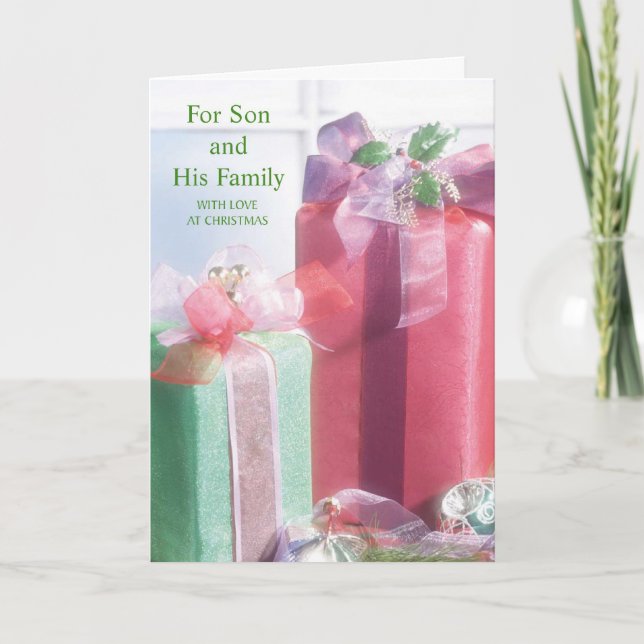 För sonen och hans familj med Kärlek vid jul Helgkort (Framsida)