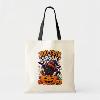 För söß att skrämma söt svart katt Halloween-handv Tygkasse