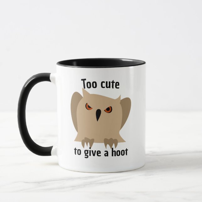 För söt för att bry sig uggla-mugg - Rolig kaffeko Mugg (Vänster)