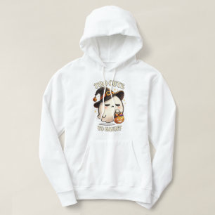 För söt för att hemsöka spökhäxa Halloween-konst Hoodie