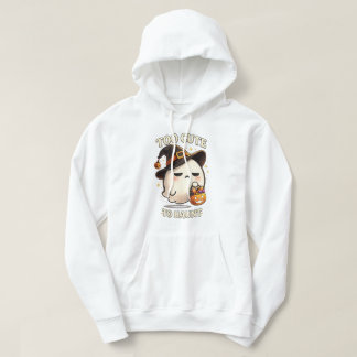 För söt för att hemsöka spökhäxa Halloween-konst Hoodie