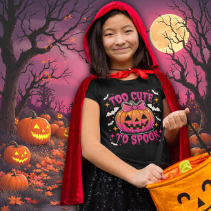 För söt för att skrämma Rosa Coquette Halloween-pu T Shirt