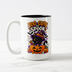 För söt för att skrämma Söt svart katt Halloween Två-Tonad Mugg