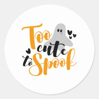 För söt för att skrämma spök Halloween rolig hoodi Runt Klistermärke