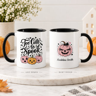 För söt för att skrämma Svart & Rosa Halloween-pum Mugg