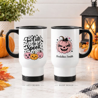 För söt för att skrämma Svart & Rosa Halloween-pum Resemugg
