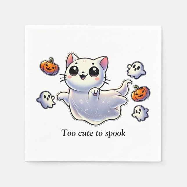 För söt för att upptäcka spökkatt pappersservett (Framsidan)