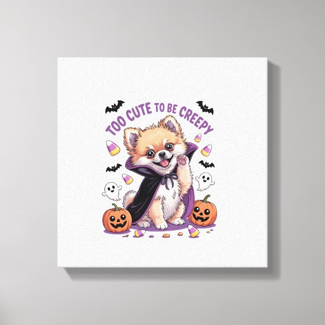 För söt för att vara läskig Halloween Tee PNG Canvastryck (Framsida)