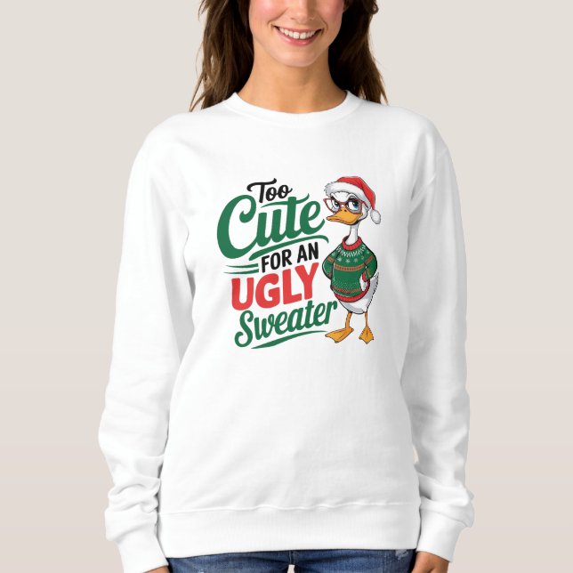 För söt för en ful jultröja Anka  T Shirt (Framsida)