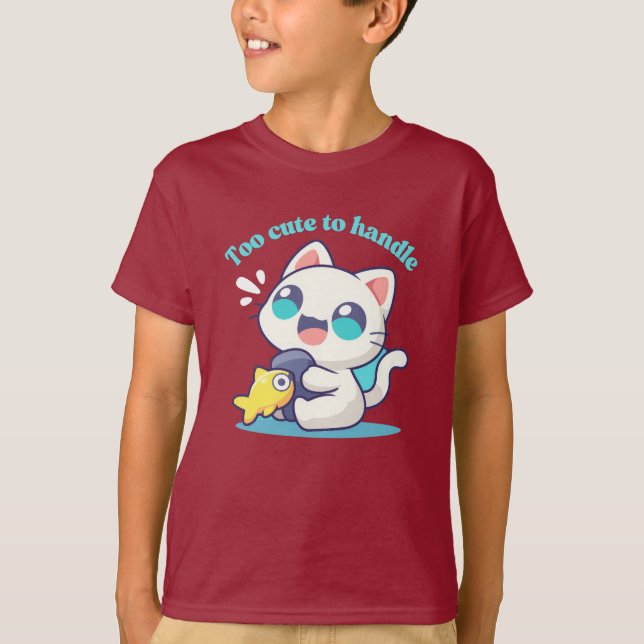 För söt katt, kawaii colouful T-Shirt (Framsida)