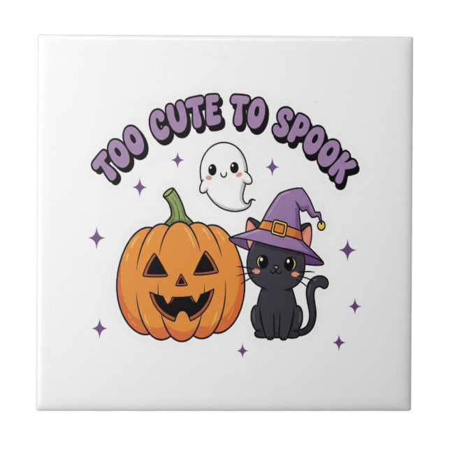För söta för att skrämmas Halloween Kakelplatta (Framsidan)