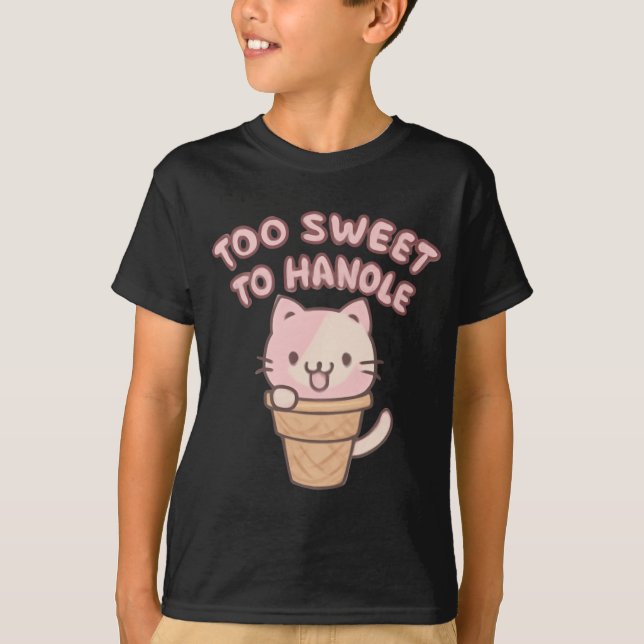 För sött att hantera | Kawaii Ice Cream Cat T Shirt (Framsida)