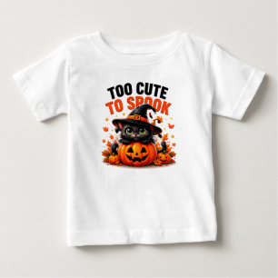 För sött för att skrämma Rolig svart katt Hallowee T Shirt