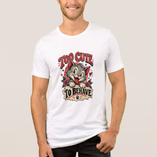 För sött för att uppföra sig Retro Katt T-Shirt