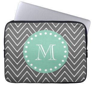 För sparremönster för kol grå grönt Monogra Laptop Sleeve