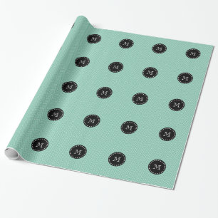 För sparremönster för Mint grön svart Monogr Presentpapper