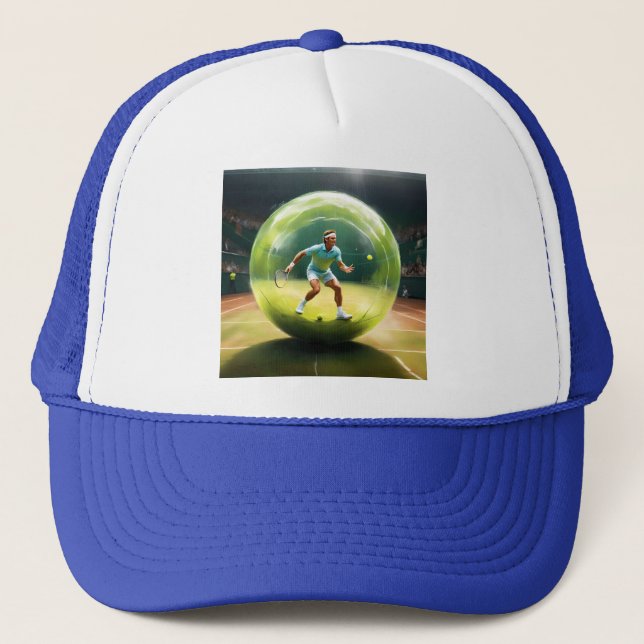 "För spelets skull: Tennis Player in A Tennis Boll Keps (Framsida)