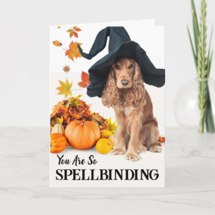 För Spellbindning Girlvän Halloween Hund i Hat Kort