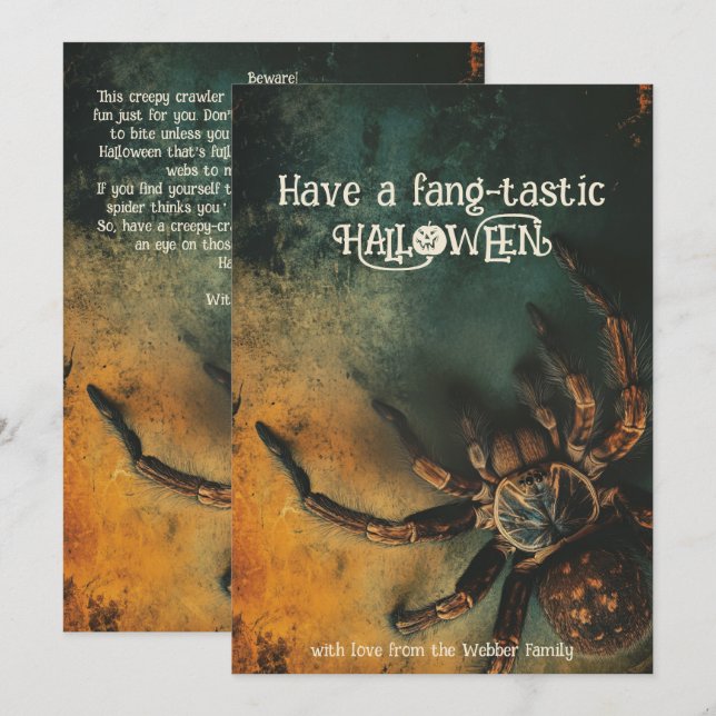 🕷️ för spinn-kylningsspets-HALLOWEN-kort Inbjudningar (Fram/baksida)