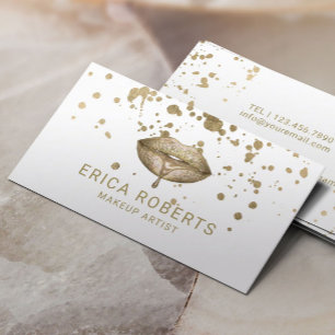 För SplatterMakeup för modern guld- läppar guld Visitkort