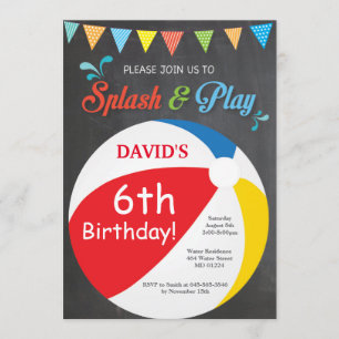 För Splish för inbjudan för bassängpartyfödelsedag