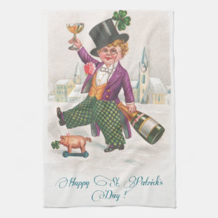 För st patricks dayShamrock för vintage lycklig Kökshandduk