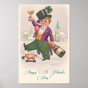För st patricks dayShamrock för vintage lycklig Poster