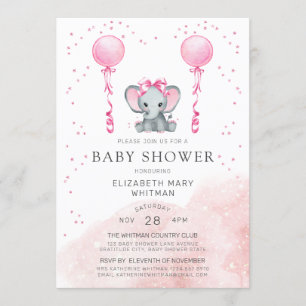 För Stardust för vattenfärg rosa baby shower Inbjudningar