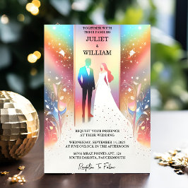 För Stars Glam Bright Pastel Ombre Glitter Bröllop Inbjudningar