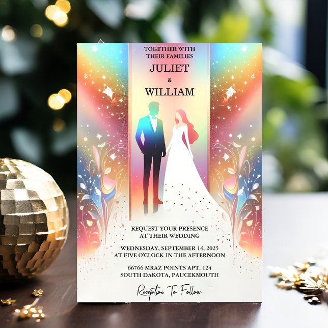 För Stars Glam Bright Pastel Ombre Glitter Bröllop Inbjudningar (Skapare uppladdad)