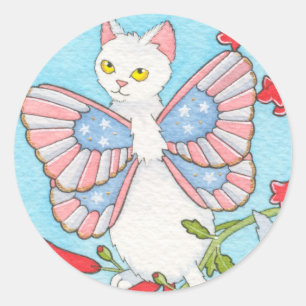 För stars och stripes klistermärkear catterfly runt klistermärke