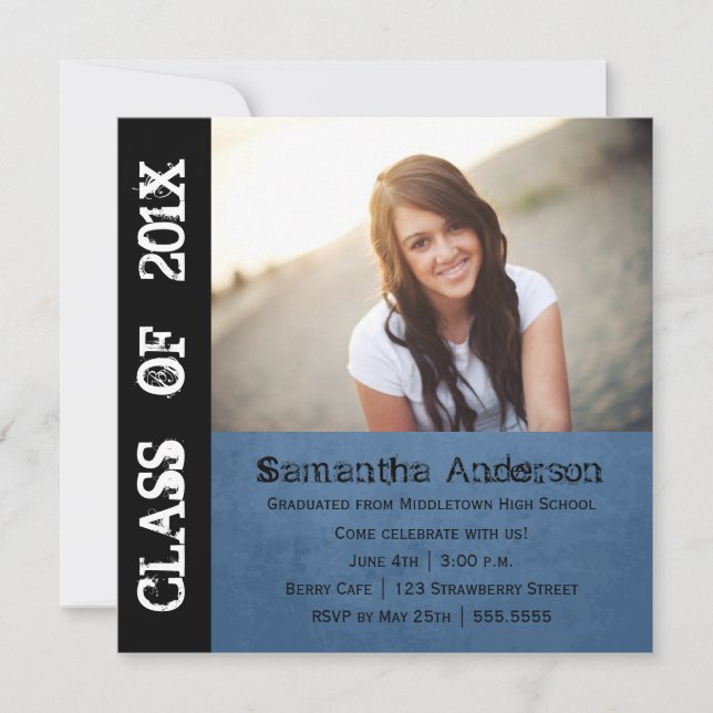 För stenstudenten för Grunge Punk inbjudan - blått (Framsida)