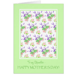 För Stepmoder Söt Blommigt Mors dag Hälsning Hälsningskort